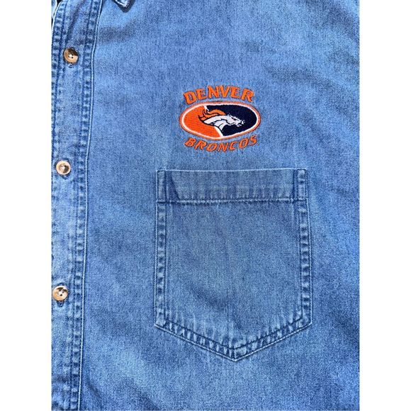 Vintage Denver Broncos Jean Button Up Long Sleeve Shirt - Picture 3 of 4